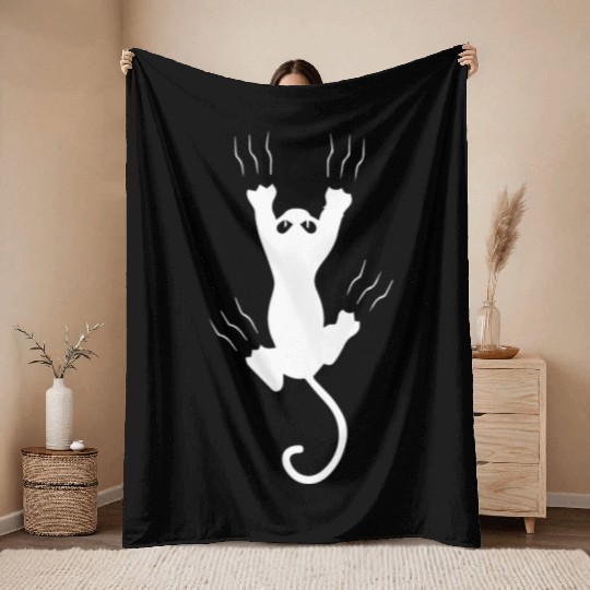 Angry cat Throw Blankets