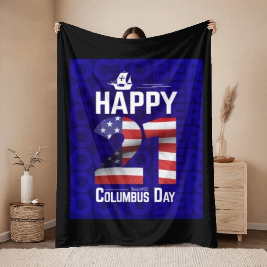 Columbus Day Since 1492 Christopher Columbus Throw Blankets