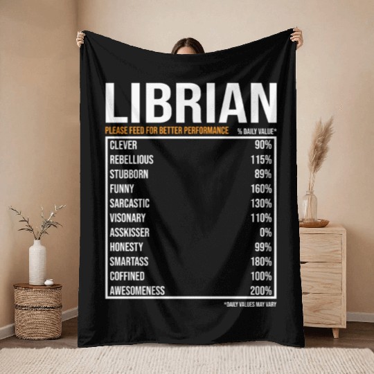 Librarian Daily Value funny Librarian Throw Blankets
