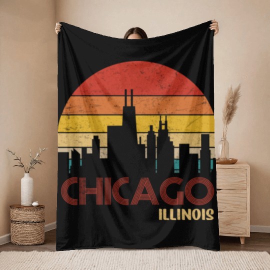 Chicago Illinois City Throw Blankets