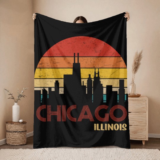Chicago Illinois City Throw Blankets