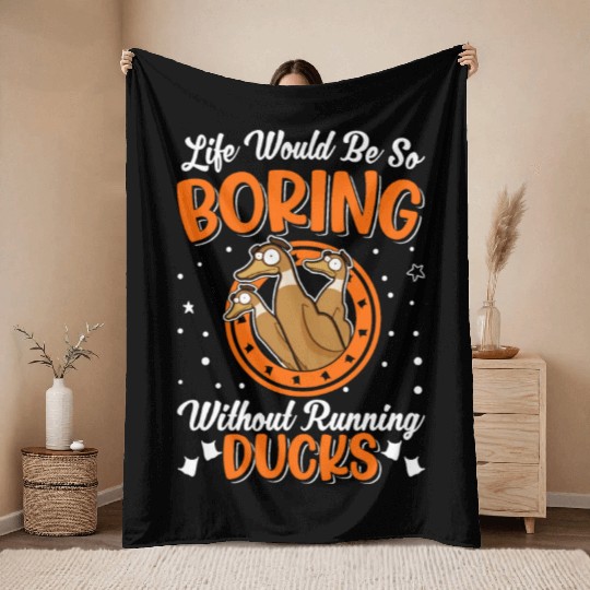 Indian Runner Duck Bottle Throw Blankets