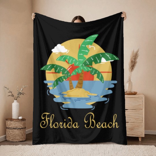 Florida Beach city usa Throw Blankets