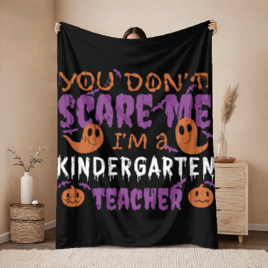Ghost Pumpkin Kindergarten Teacher Halloween Throw Blankets