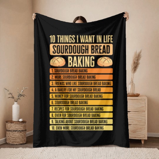 Sourdough Bread Baking Foodie Baker Cooking Throw Blankets