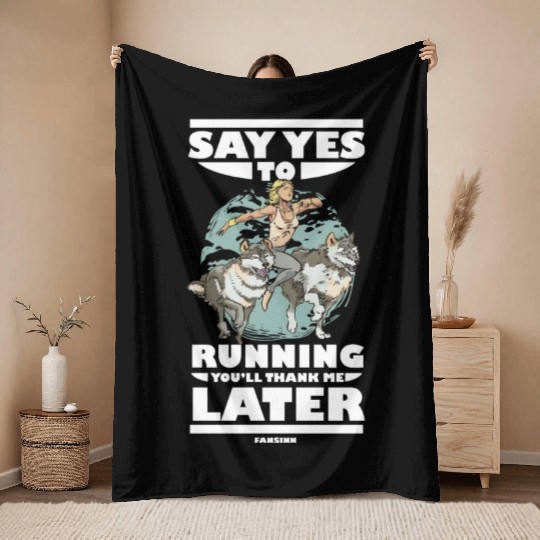 Run jogging sport race training gift Throw Blankets