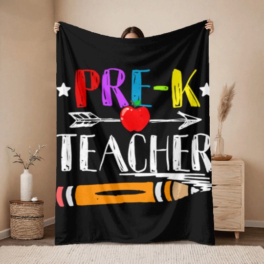 Funny Back To School Teacher Student Pre K Teacher Throw Blankets
