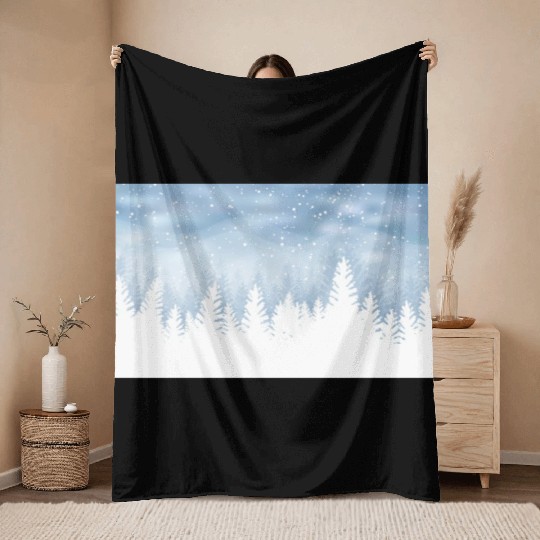 Christmas Winter Wonderland Snow Night Throw Blankets