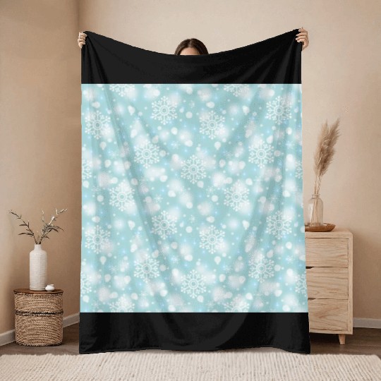 Teal Snowflakes Pattern Throw Blankets