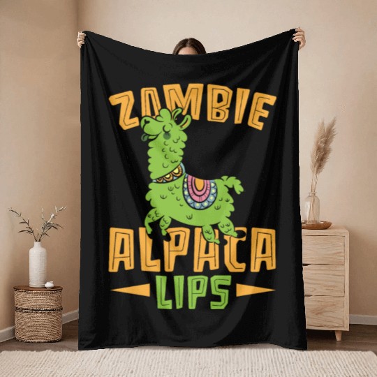 Zombie Alpacalips Llama Lover Alpaca Whisperer Throw Blankets