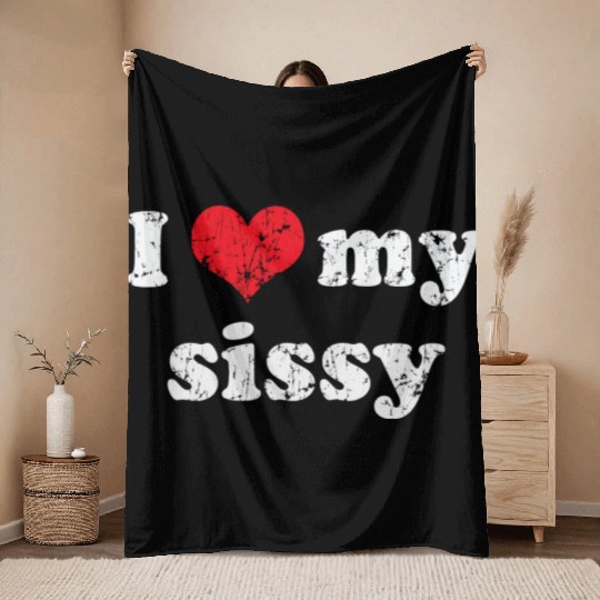 I Love Heart My Sissy Family Brother Sister Throw Blankets