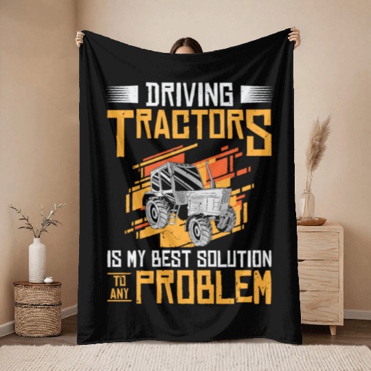 Problem Solution Tractor Farming Agriculture Throw Blankets