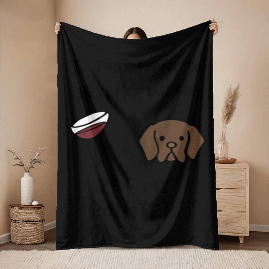 Just Want To Drink Wine German Shorthaired Pointer Throw Blankets