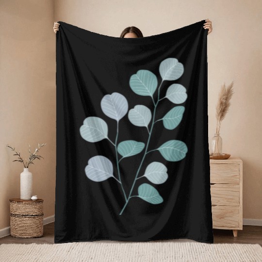 Eucalyptus evergreen design - natural plant leaves Throw Blankets