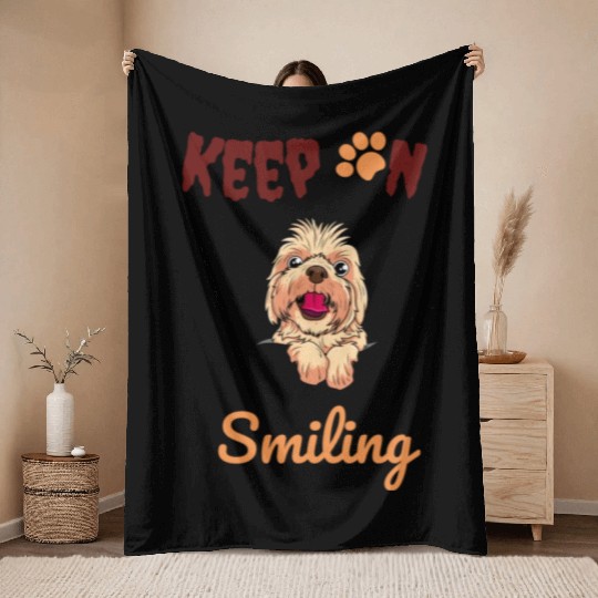 Dog Dads, Dog Mummy, Keep On Smiling Throw Blankets