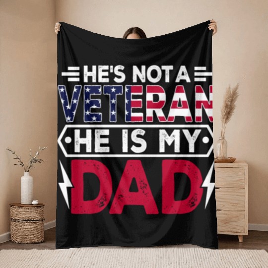 US Veteran Dad Veterans Day Patriotic American Fla Throw Blankets