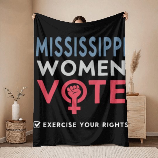 Mississippi Women Vote Voter 2022 Election Throw Blankets