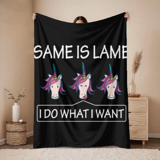 LGBT Same Is Lame Rainbow Unicorn Gift Throw Blankets