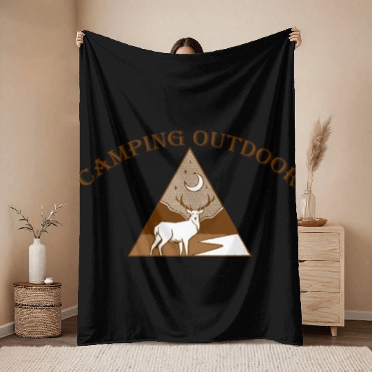 Camping Outdoor 1 Throw Blankets