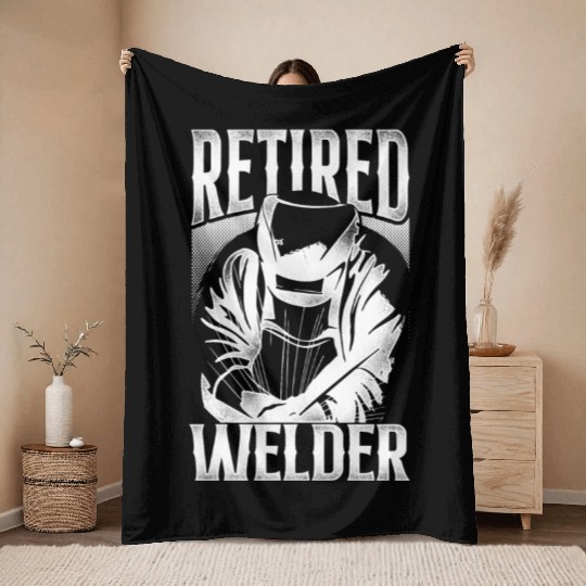 Welder Welding Retirement Vintage Throw Blankets