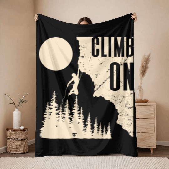 Climbing Mountaineering Climber Mountains Hiking Throw Blankets