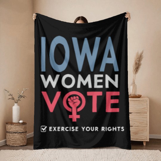 Iowa Women Vote Voter 2022 Election Feminist Throw Blankets