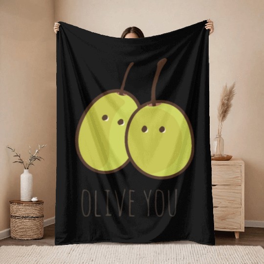 I Love You (Olive You) cute Throw Blankets
