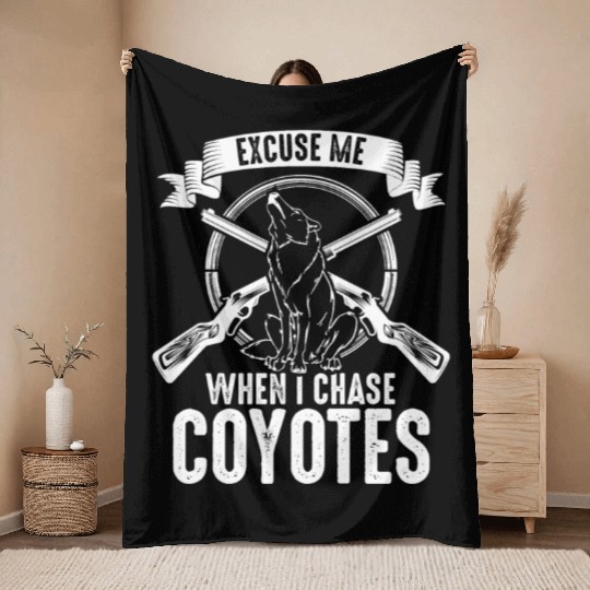 Coyote Trapping Coyote Hunting Yote Hunting Gift Throw Blankets