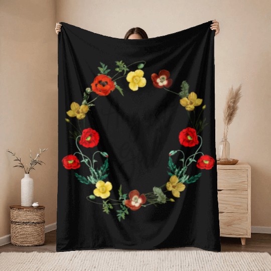 August Birthday Girl Poppy Flowers Leo Born In Aug Throw Blankets