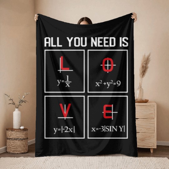 all you need is love Math Design Throw Blankets
