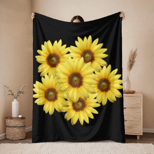 Sunflower Sheet Stickers Throw Blankets