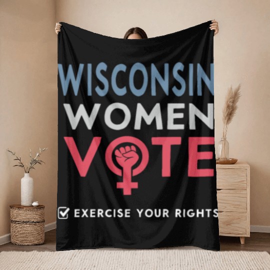 Wisconsin Women Vote Voter 2022 Election Feminist Throw Blankets