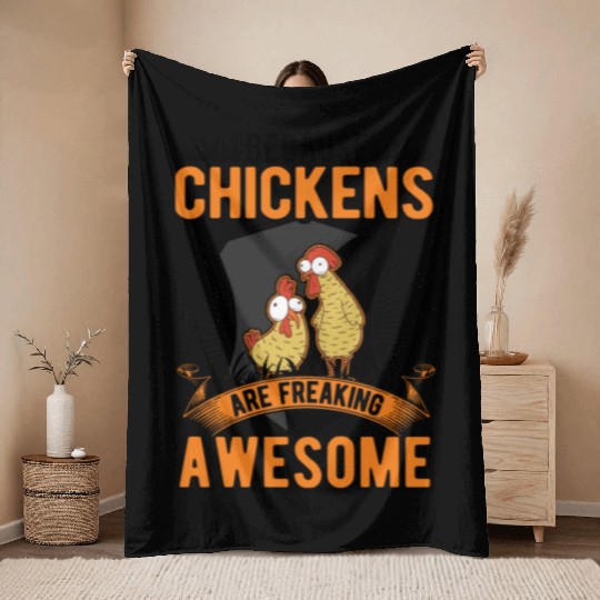 Chickens Farmer Chicken Coop Throw Blankets