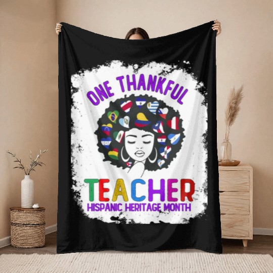 One Thankful Teacher, Hispanic Heritage month Throw Blankets