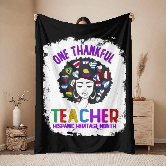 One Thankful Teacher, Hispanic Heritage month Throw Blankets