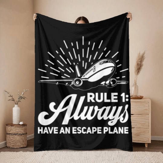 Airline Pilot Pun Escape Plane Aircraft Pilot Throw Blankets