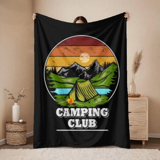 Camping Clun, Tent, Camping Wilderness Throw Blankets
