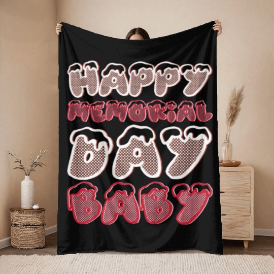 Happy Memorial Day Baby Throw Blankets