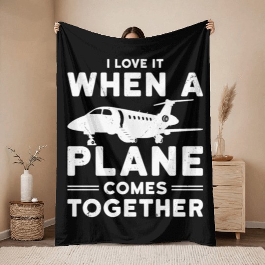 Airline Pilot Plane Comes Together Aircraft Pun Throw Blankets