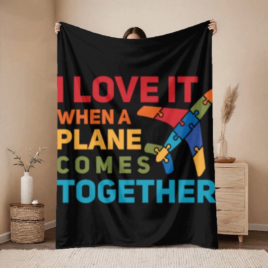 Airline Pilot Plane Comes Together Aircraft Pun Throw Blankets