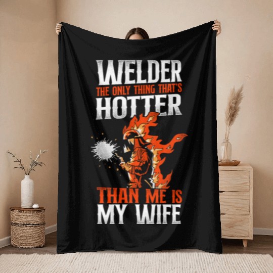 Welder Welding Husband Wife Throw Blankets