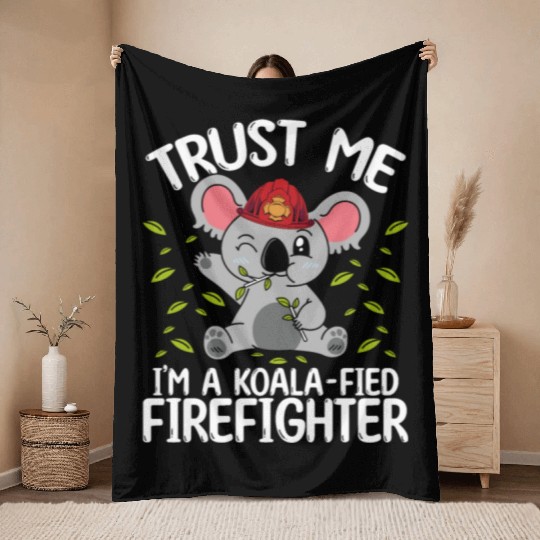Koala Firefighter Rescue Team Night Shift Fire Throw Blankets