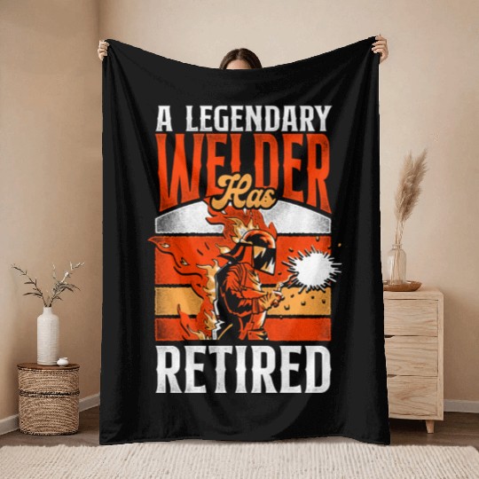 Welder Welding Retirement Vintage Throw Blankets