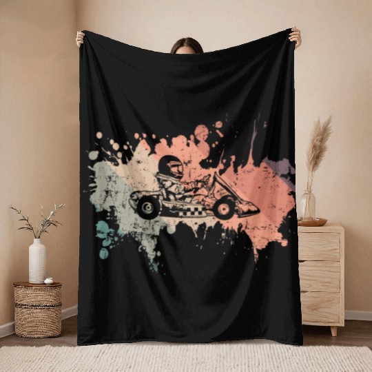 Go Kart Race Track Car Race Track Throw Blankets