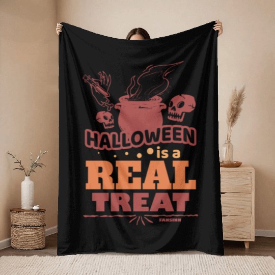 Halloween Hexe Totenkopf Throw Blankets