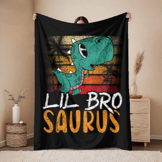 Lil Bro Saurus Best Bro Ever Brotherhood Dinosaur Throw Blankets