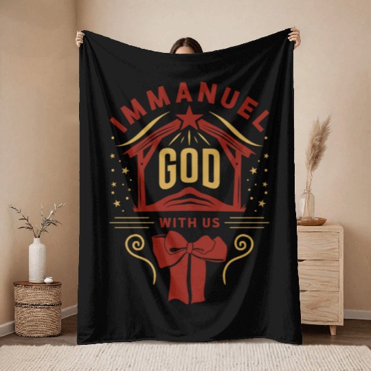 Immanuel God With Us Christmas Holiday Xmas Throw Blankets