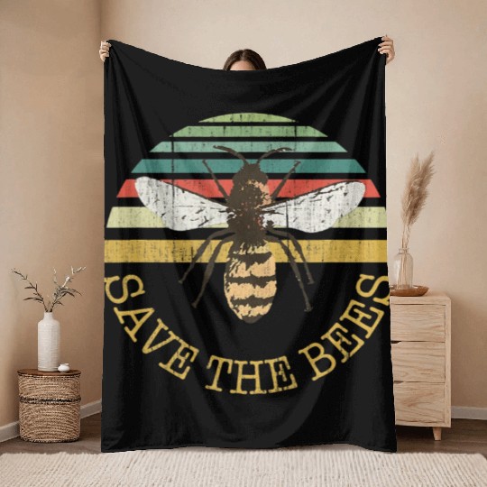Bee BeeKeeper Save the Bees Apiary Design Throw Blankets
