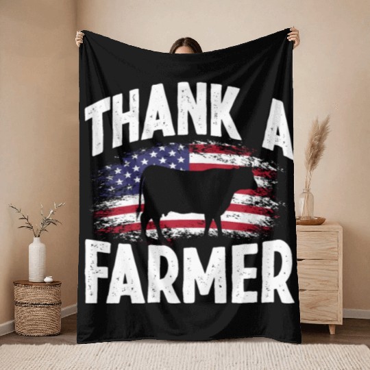 USA Flag Farmer Agriculture Gift Throw Blankets