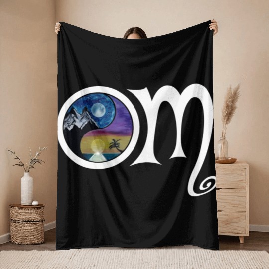 OM Ying Yang Throw Blankets